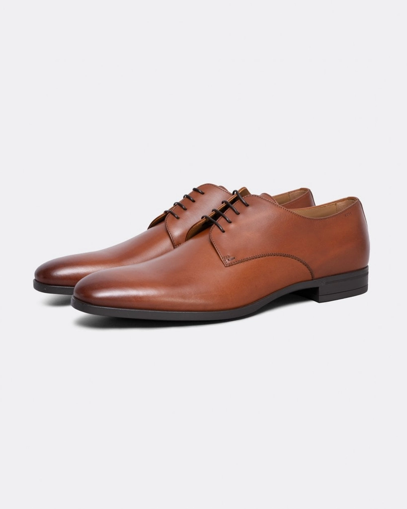 Hugo Boss Kensington Mens Leather Derby Shoes With Rubber Sole NOS - Brown - Size UK 11